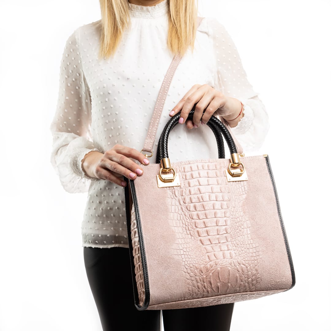 geanta-femei-piele-naturala-roz-negru4