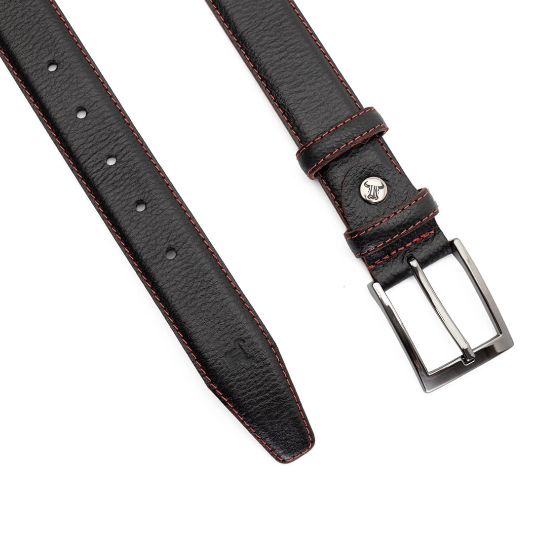 curea-barbati-piele-naturala-negru-Red-Line2