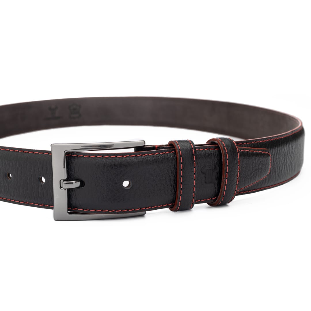 curea-barbati-piele-naturala-negru-Red-Line1