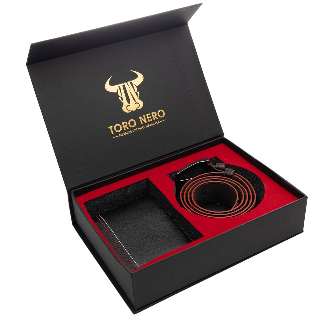set-cadou-barbati-piele-naturala-negru-Red-Line