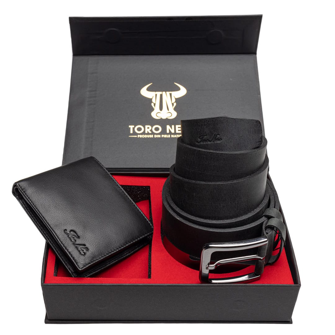 【限定セール】The Beautools TBFP-02G Set cadou portofel + curea din piele pentru barbati Vox-Rubber