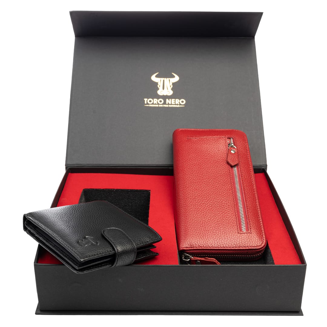 set-cadou-portofel-femeibarbati-piele-naturala-negru-rosu-Arya-Vita-Opzioni