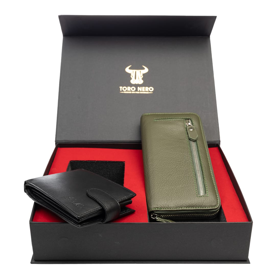 set-cadou-portofel-femeibarbati-piele-naturala-negru-verde-Arya-Viki