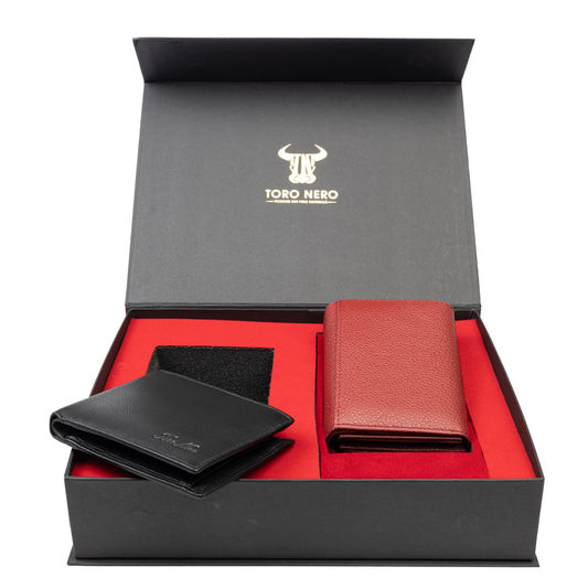 set-cadou-portofel-femeibarbati-piele-naturala-negru-rosu-Little-Manu