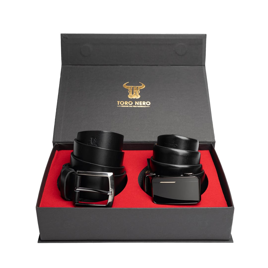 set-cadou-curea-barbati-piele-naturala-casual-elegant-negru-Soft-Smooth1