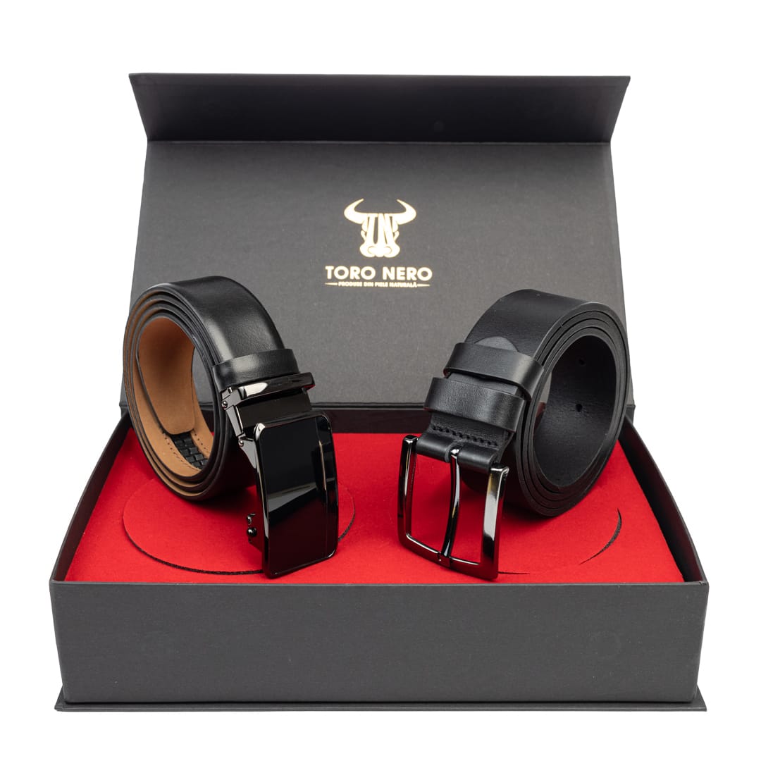 set-cadou-curea-barbati-piele-naturala-casual-elegant-negru-Soft-Smooth