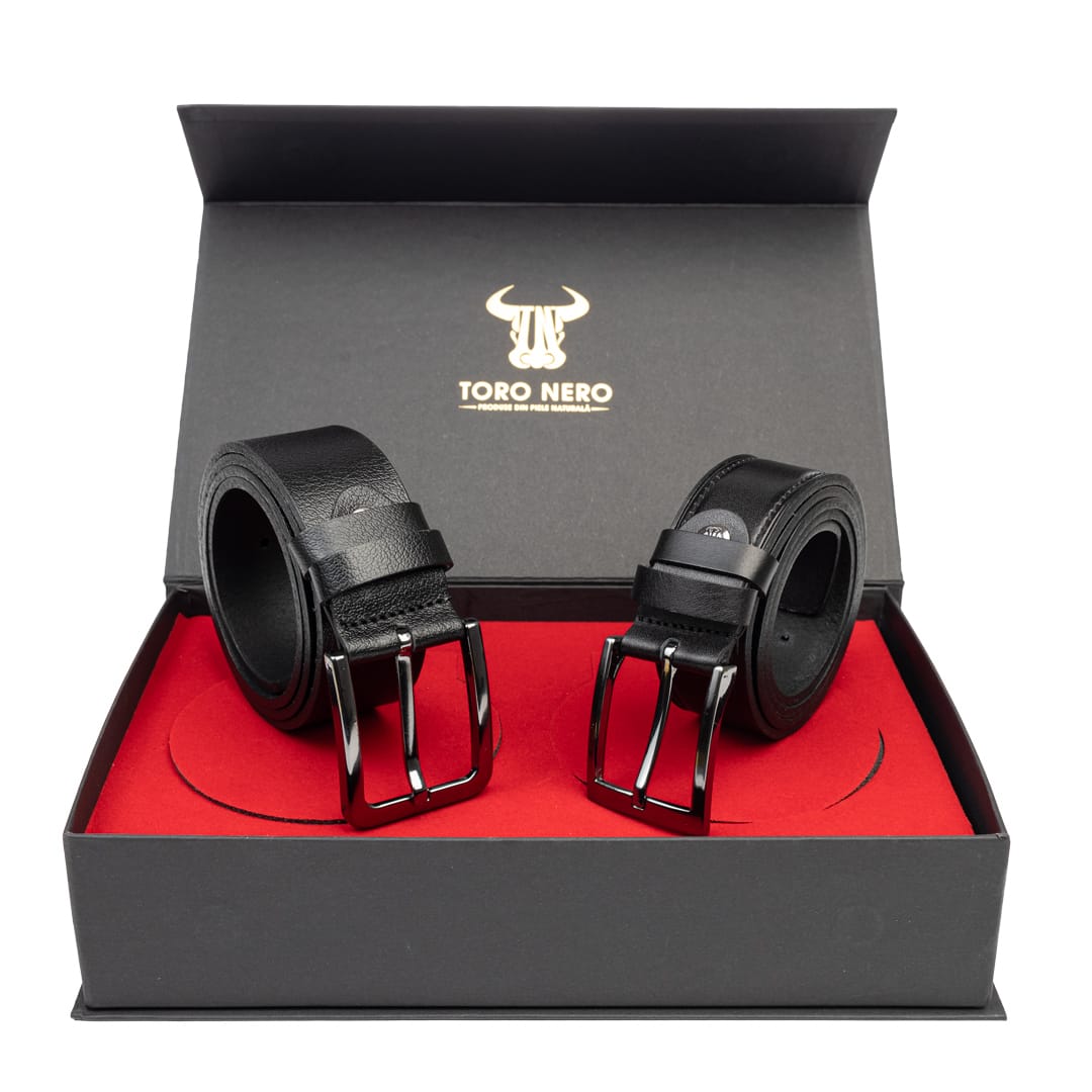 set-cadou-curea-barbati-piele-naturala-casual-elegant-negru-Classic-Night