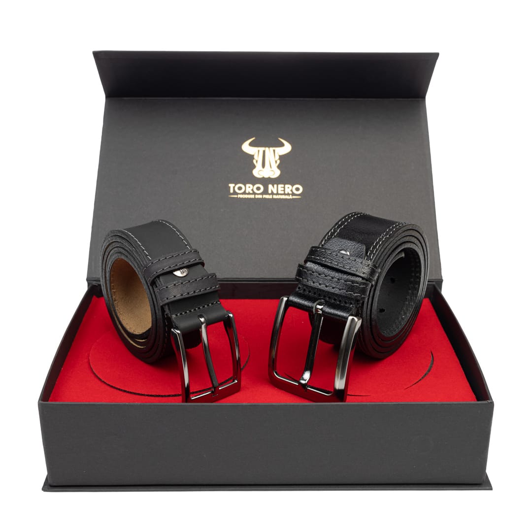 set-cadou-curea-barbati-piele-naturala-casual-elegant-negru-Rorok-Gray-Line