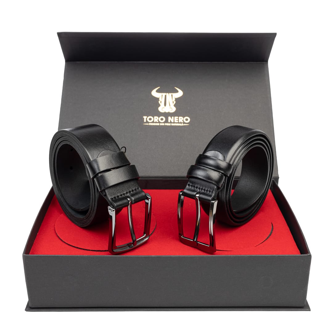 set-cadou-curea-barbati-piele-naturala-casual-elegant-negru-Basic-Smooth