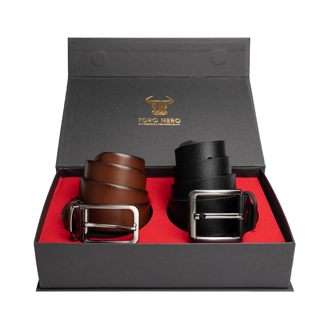 set-cadou-curea-barbati-piele-naturala-casual-elegant-negru-maro-Verso-Modern-Night1
