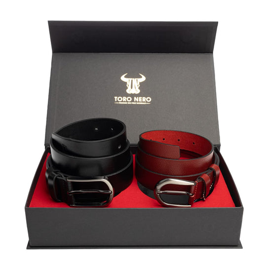 set-cadou-curea-femeicurea-barbati-piele-naturala-negru-rosu-Middle-Matte