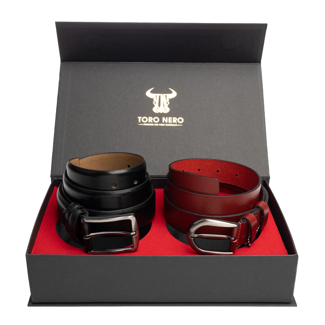 set-cadou-curea-femeicurea-barbati-piele-naturala-negru-rosu-Middle-Basic