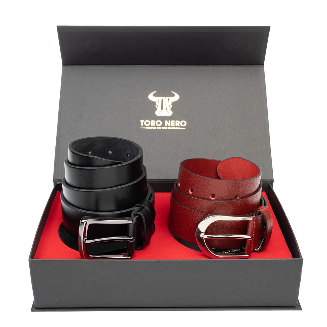 set-cadou-curea-femeicurea-barbati-piele-naturala-negru-rosu-Thick-Smooth