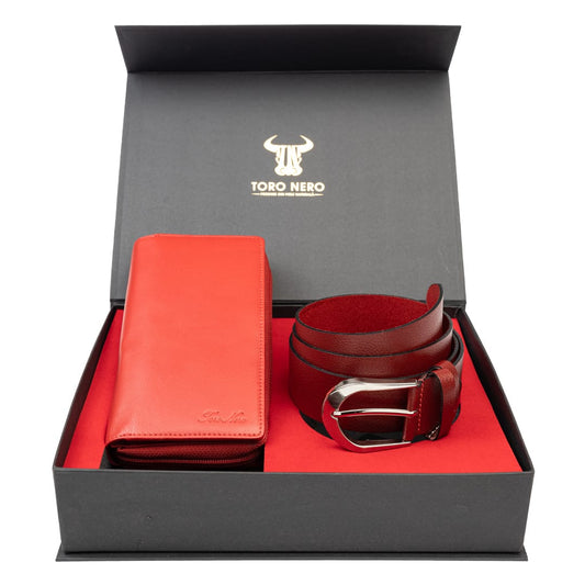 set-cadou-portofel-curea-femei-piele-naturala-rosu-Gina-Thick