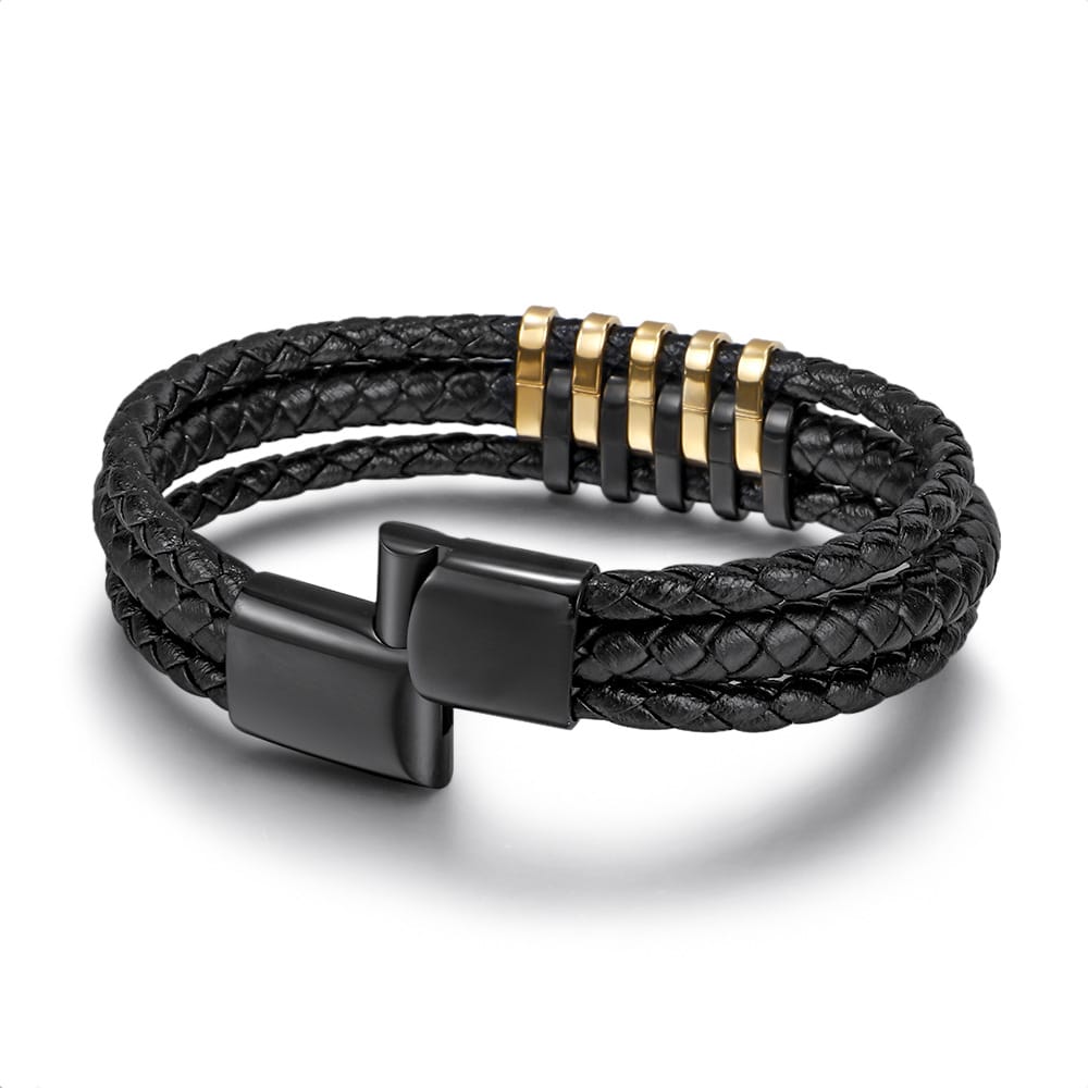 Bratara-barbati-piele-naturala-negru-Roi1