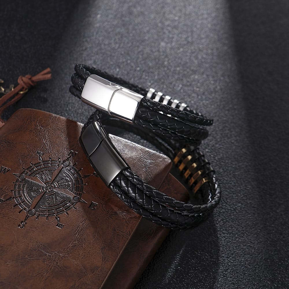 Bratara-barbati-piele-naturala-negru-Roi3