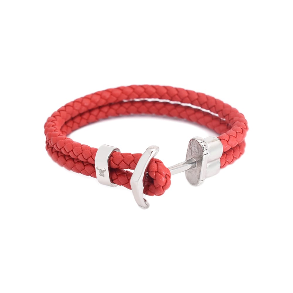 Bratara-barbati-piele-naturala-rosu-Aqua