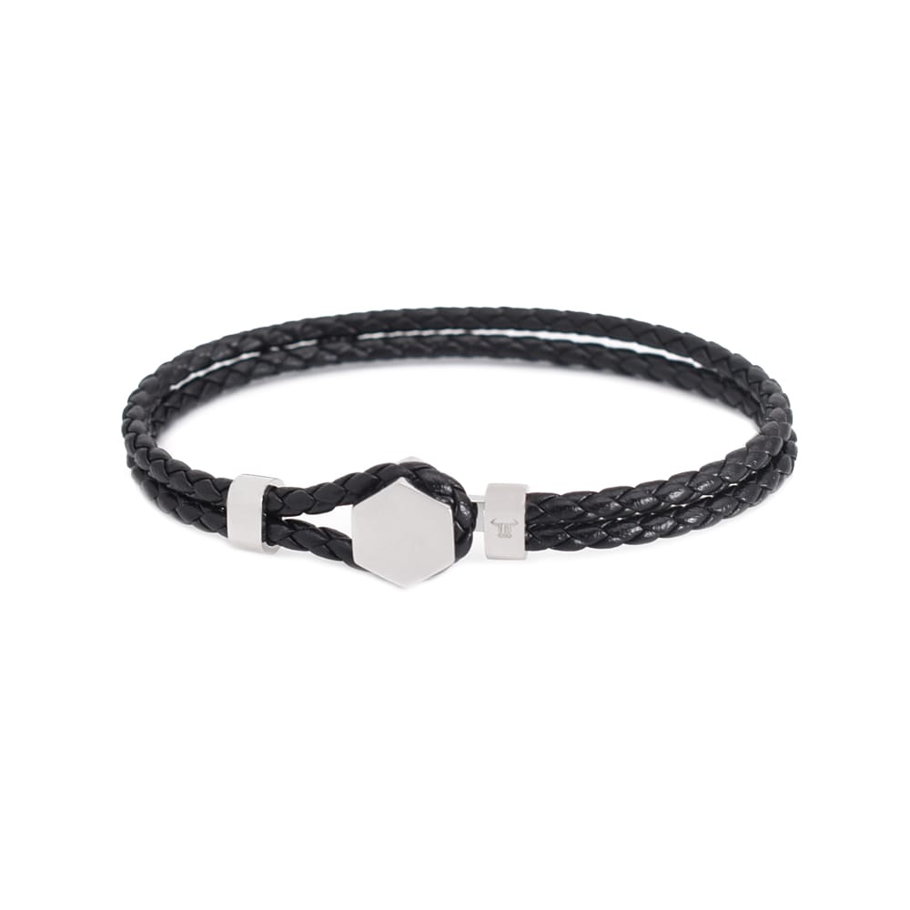 Bratara-barbati-piele-naturala-negru-Hexagon