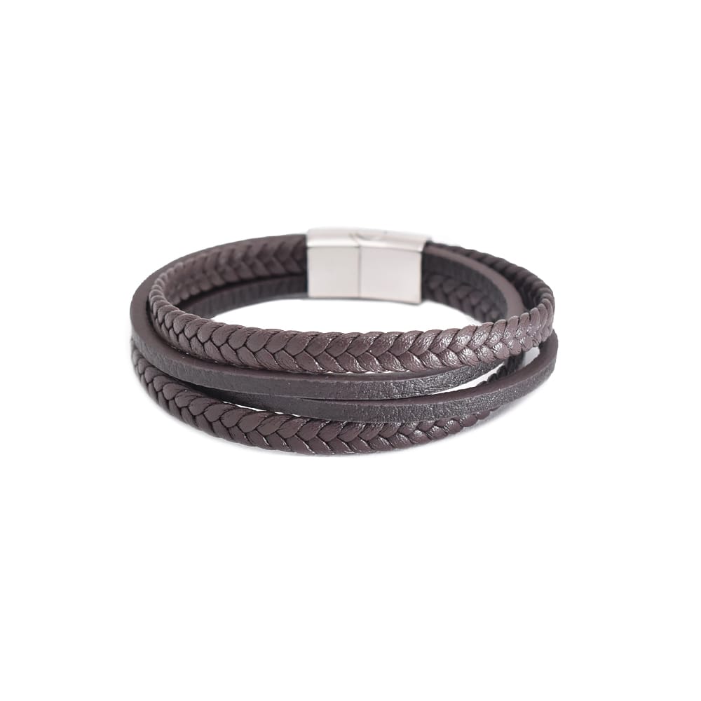 Bratara-barbati-piele-naturala-maro-Steel