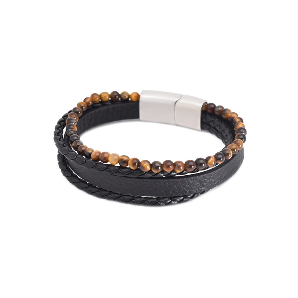 Bratara-barbati-piele-naturala-negru-Lenzo