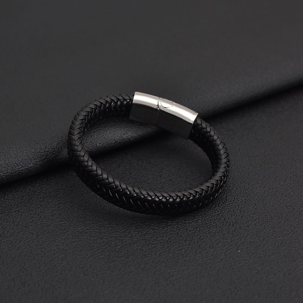 Bratara-barbati-piele-naturala-negru-Silva2