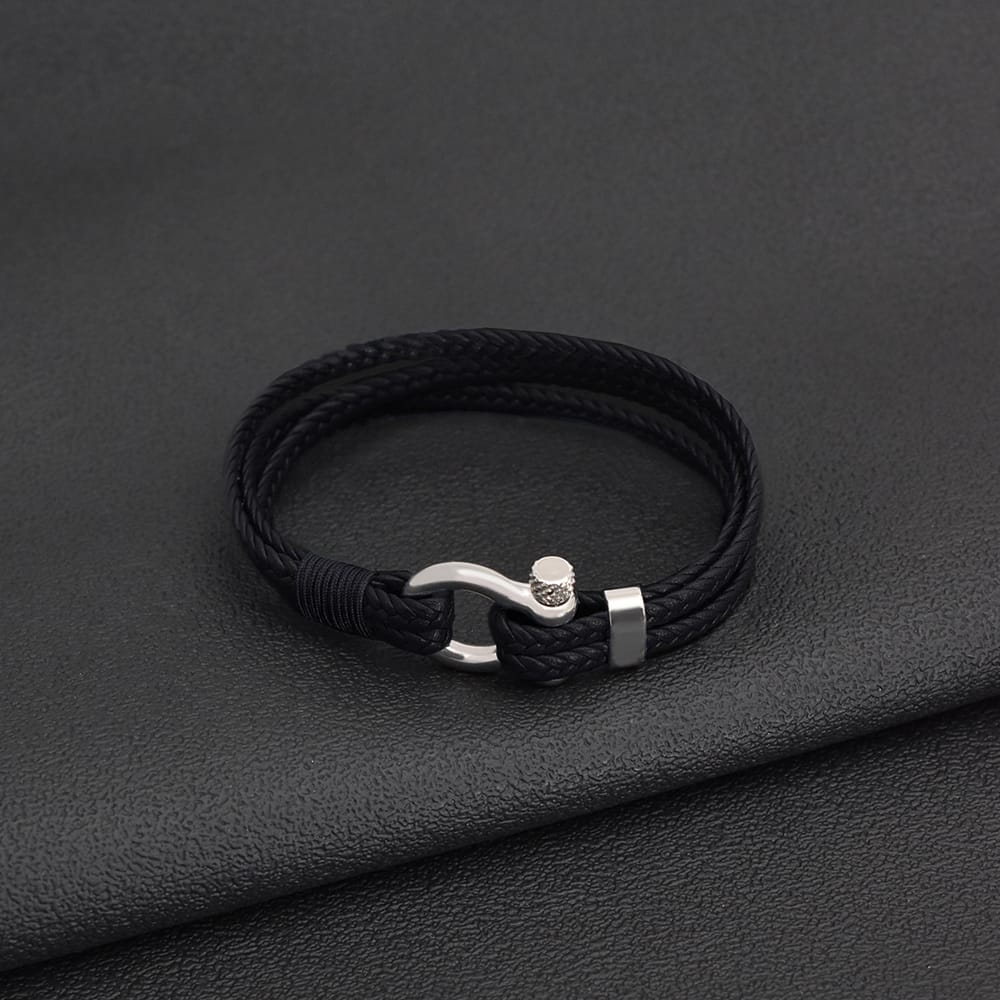 Bratara-barbati-piele-naturala-negru-Lucky1