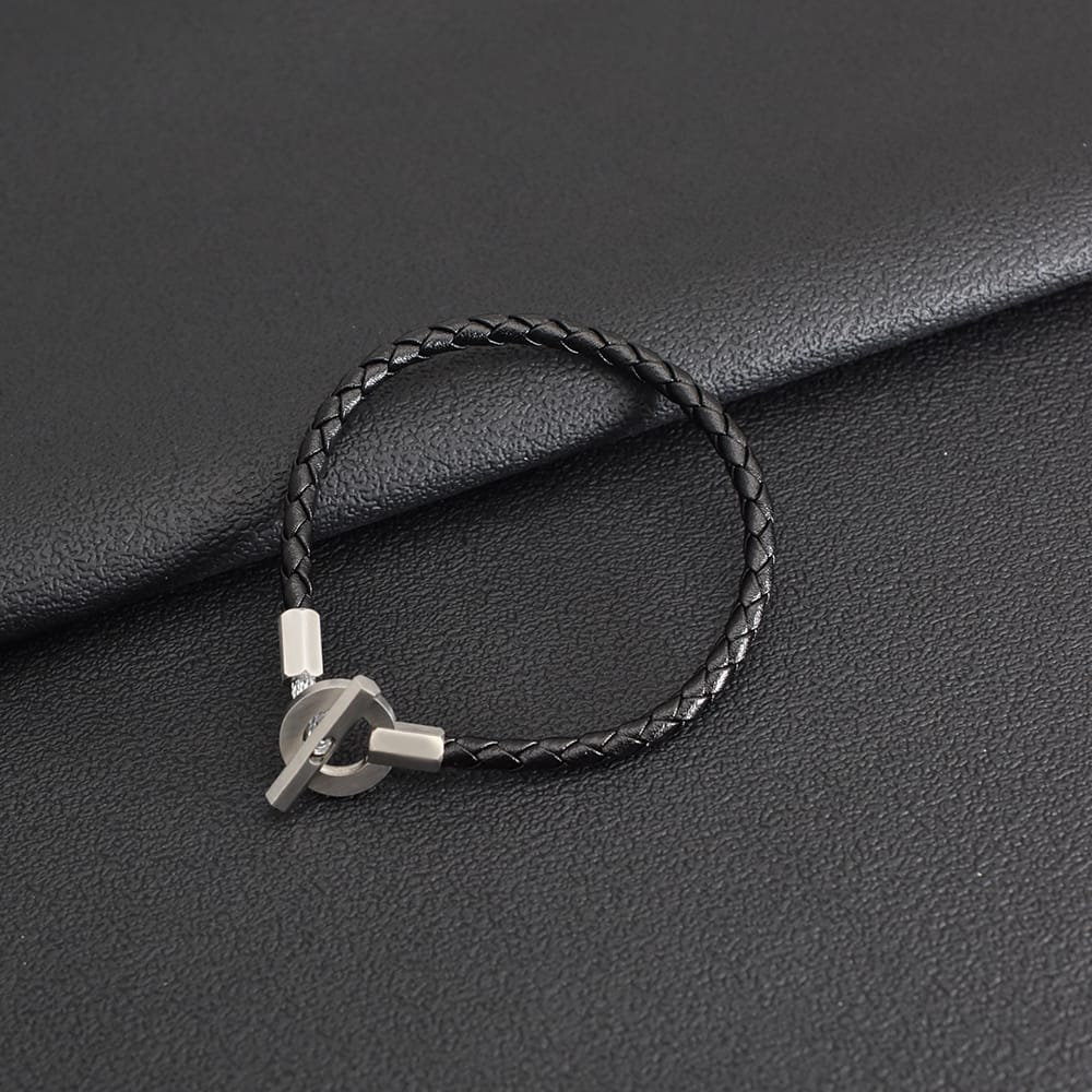 Bratara-barbati-piele-naturala-negru-Circle1