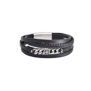 Bratara-barbati-piele-naturala-negru-Star