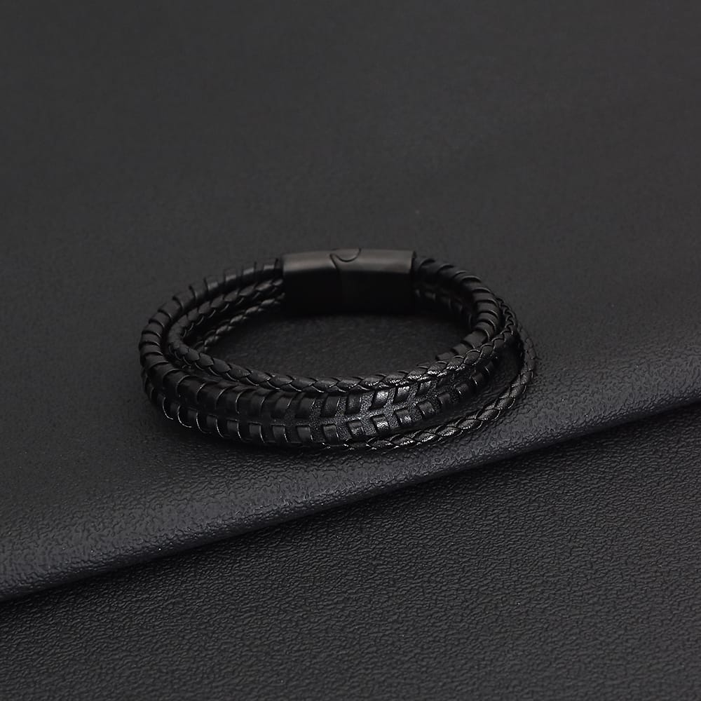 Bratara-barbati-piele-naturala-negru-Braided2