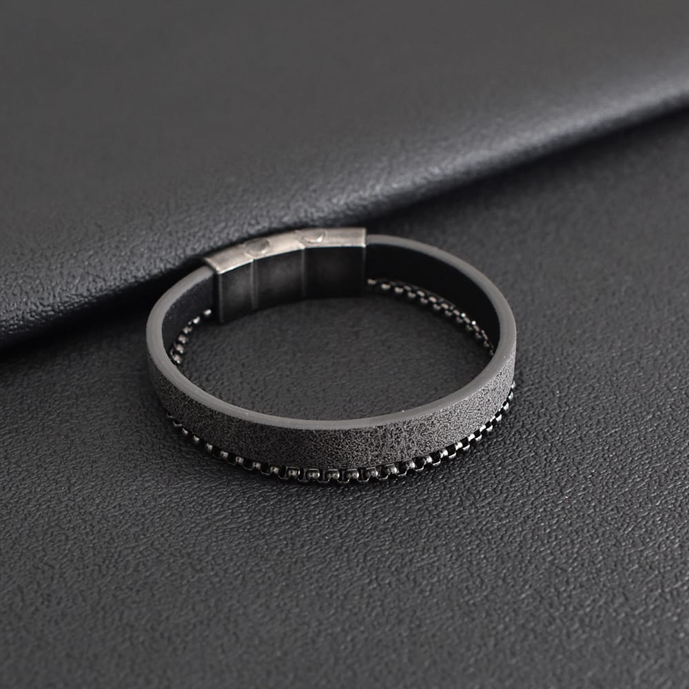 Bratara-barbati-piele-naturala-gri-Vintage1