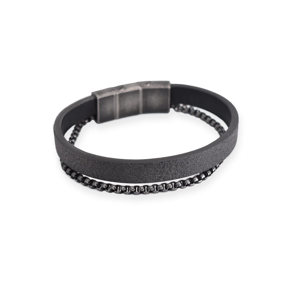 Bratara-barbati-piele-naturala-gri-Vintage