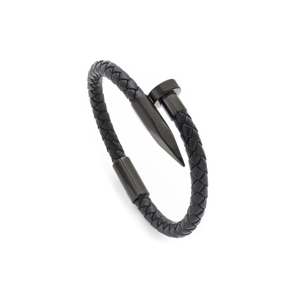 Bratara-barbati-piele-naturala-negru-Anos