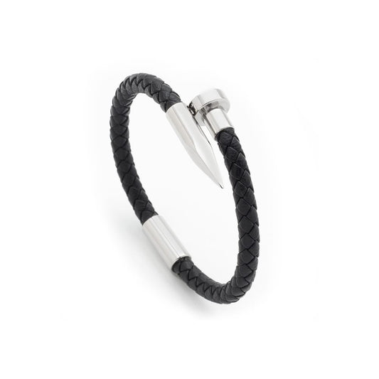 Bratara-barbati-piele-naturala-negru-argintiu-Anos