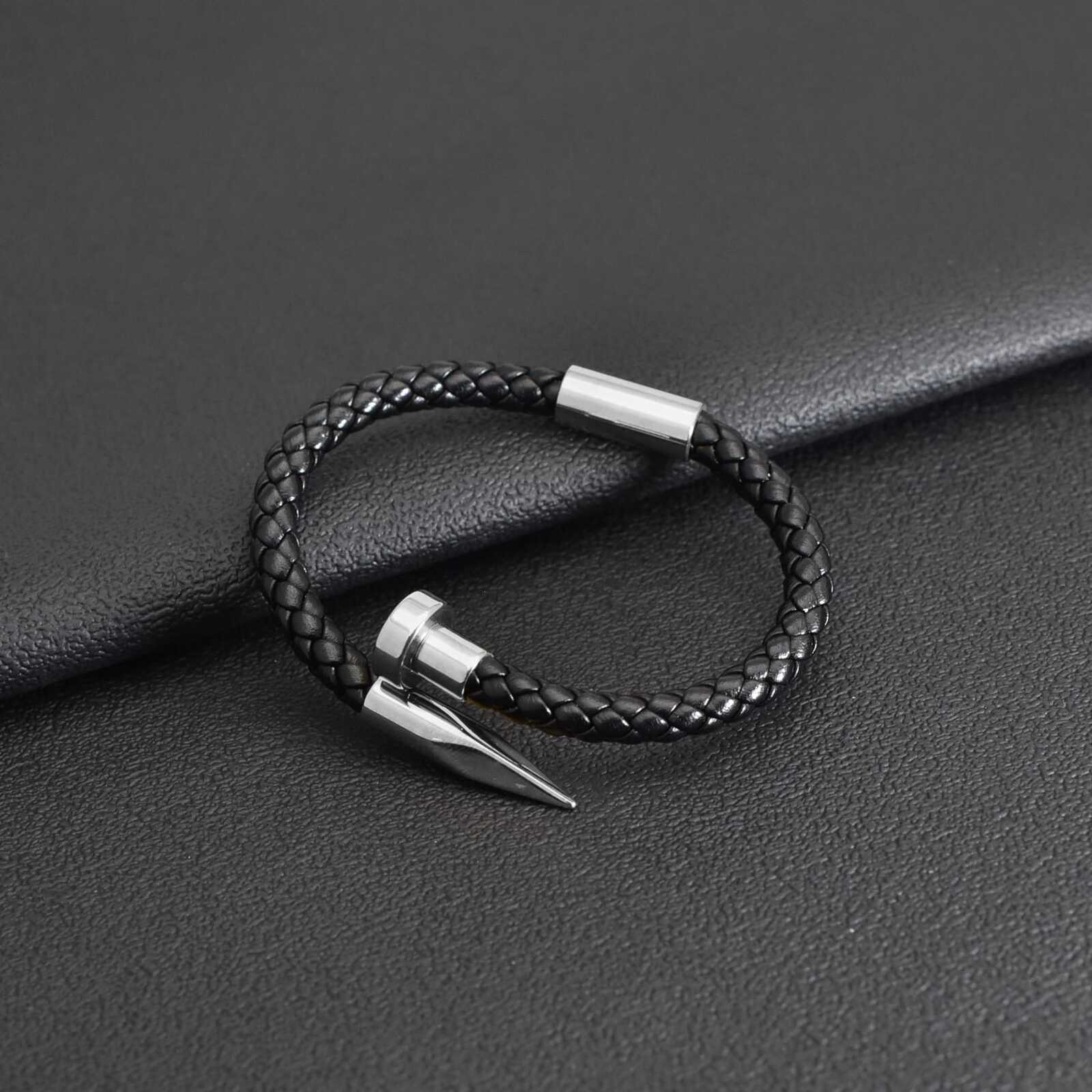 Bratara-barbati-piele-naturala-negru-argintiu-Anos1