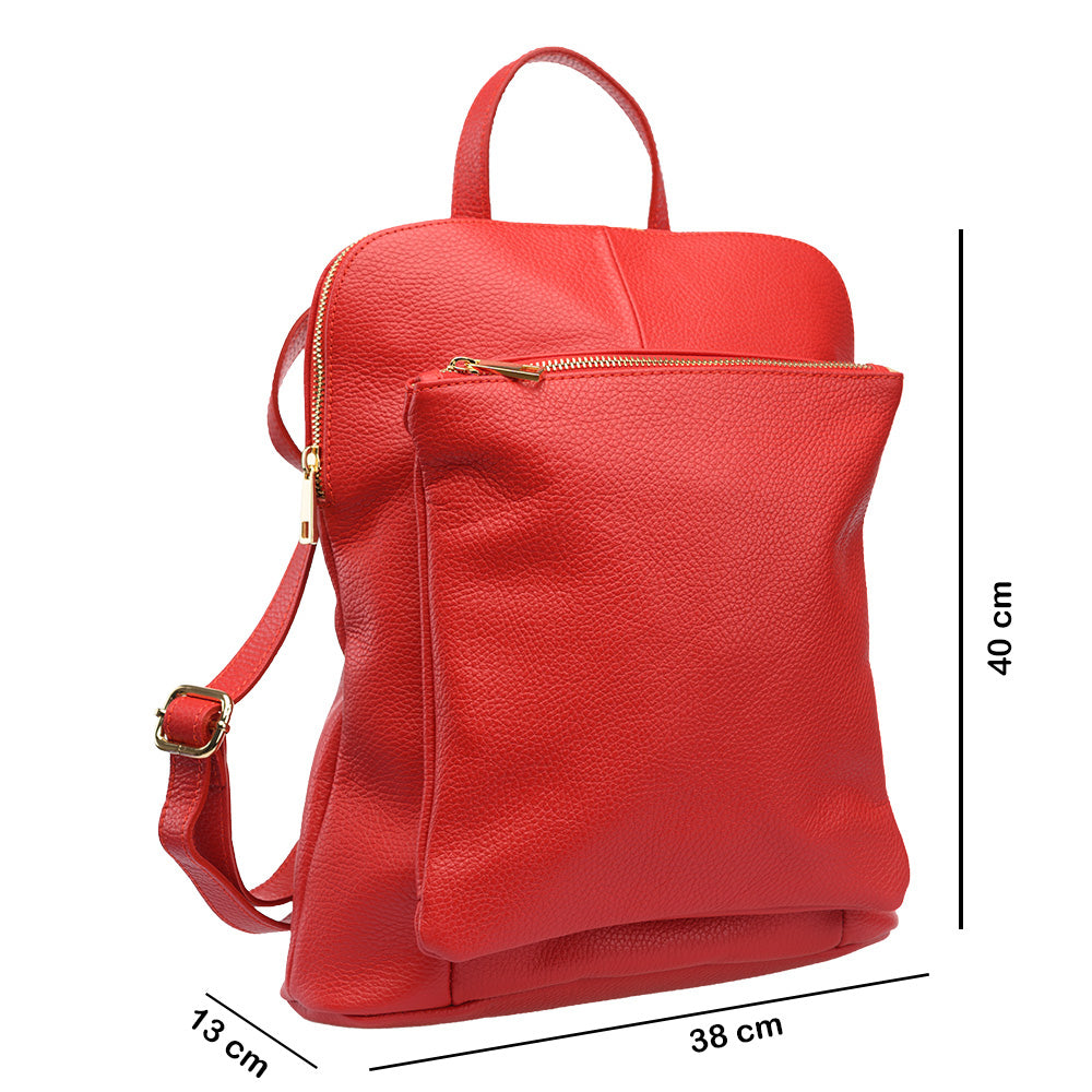 Rucsac dama din piele naturala rosu Duality_6