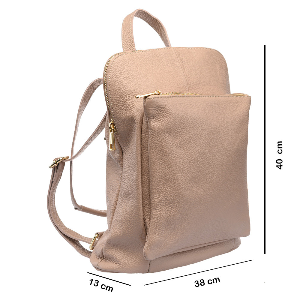 Rucsac dama din piele naturala roz pal Duality_6