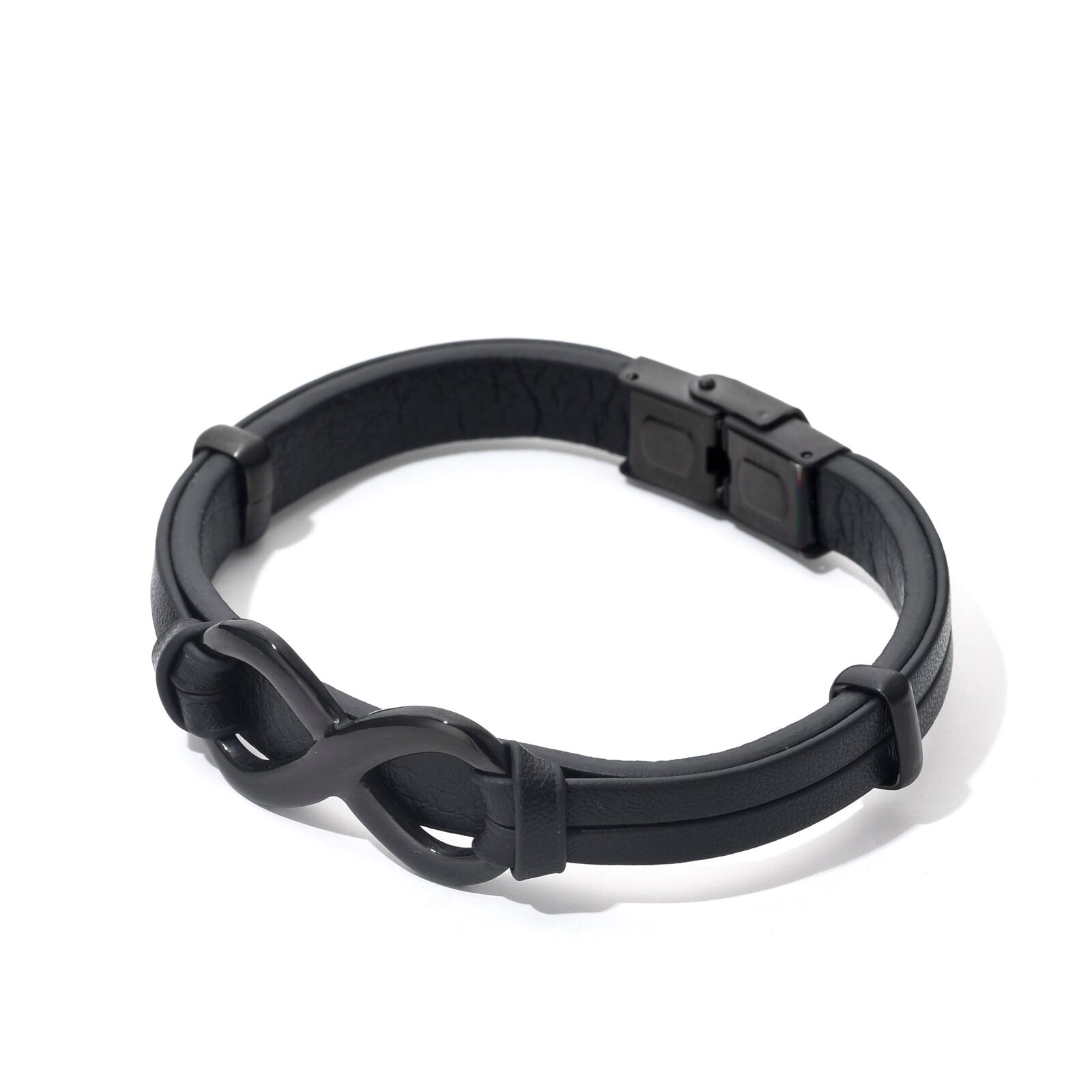 Bratara-barbati-piele-naturala-negru-Infinit mare4.jpg