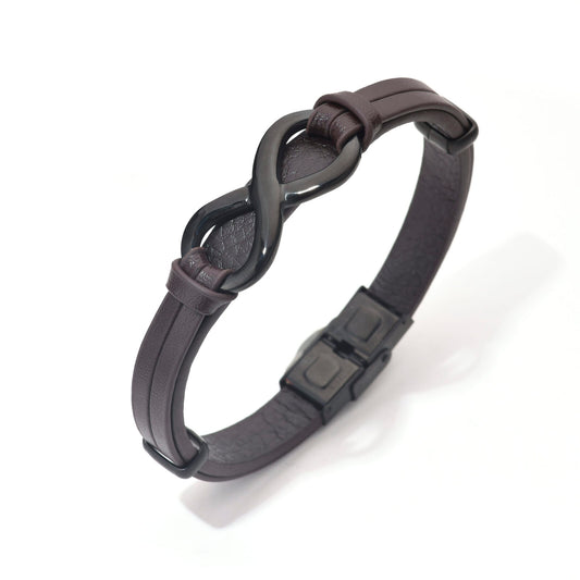 Bratara-barbati-piele-naturala-maro-Infinit mare1.jpg