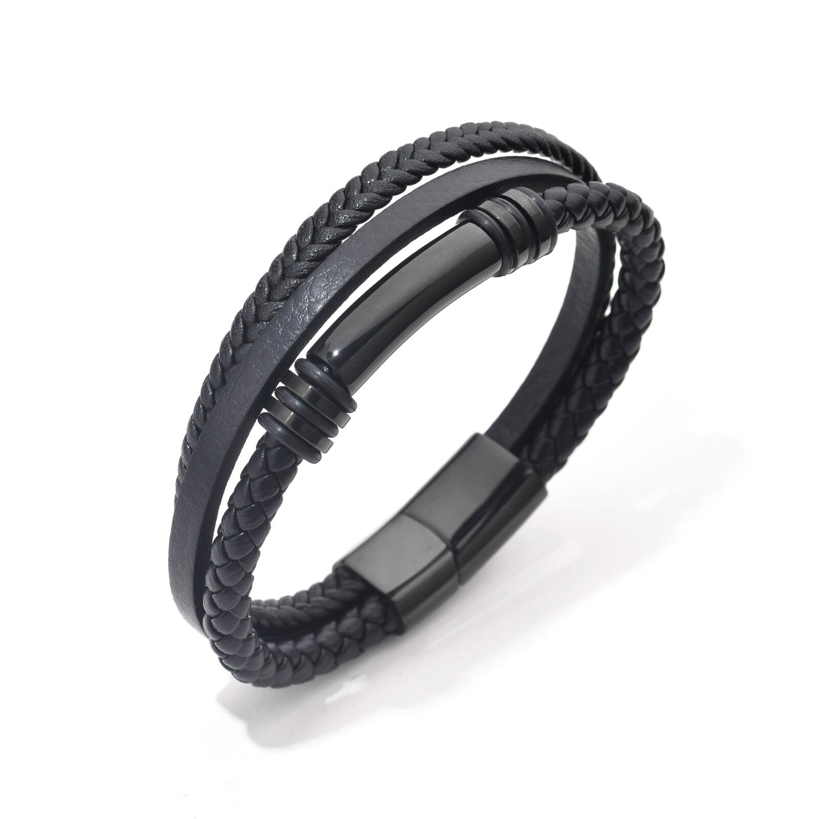 Bratara-barbati-piele-naturala-negru-Linders.jpg