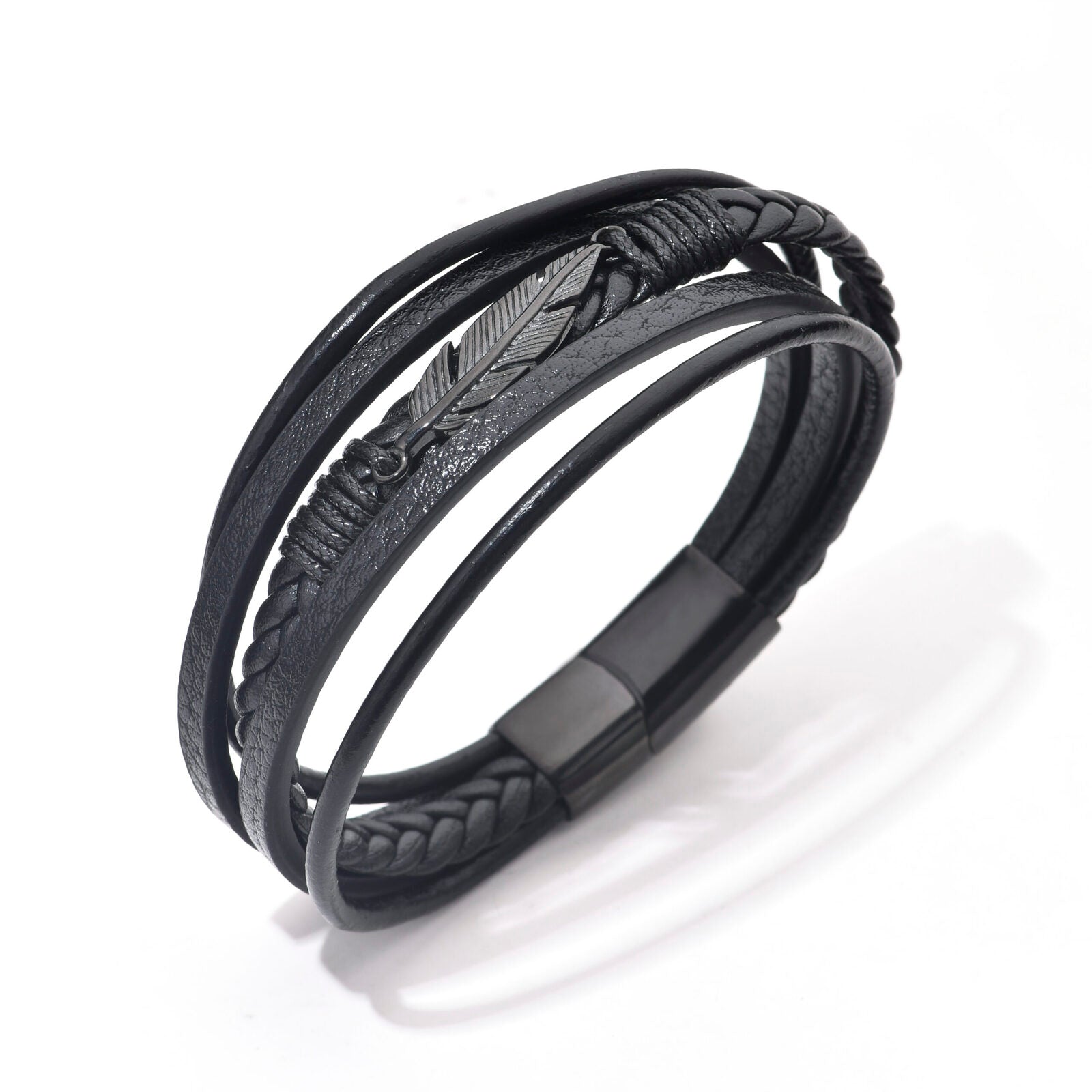 Bratara-barbati-piele-naturala-negru-Frunza.jpg