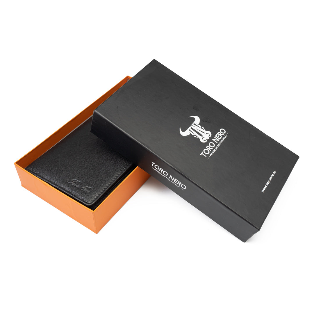 トコ Portofel femei din piele naturala negru Gina,protectie RFID