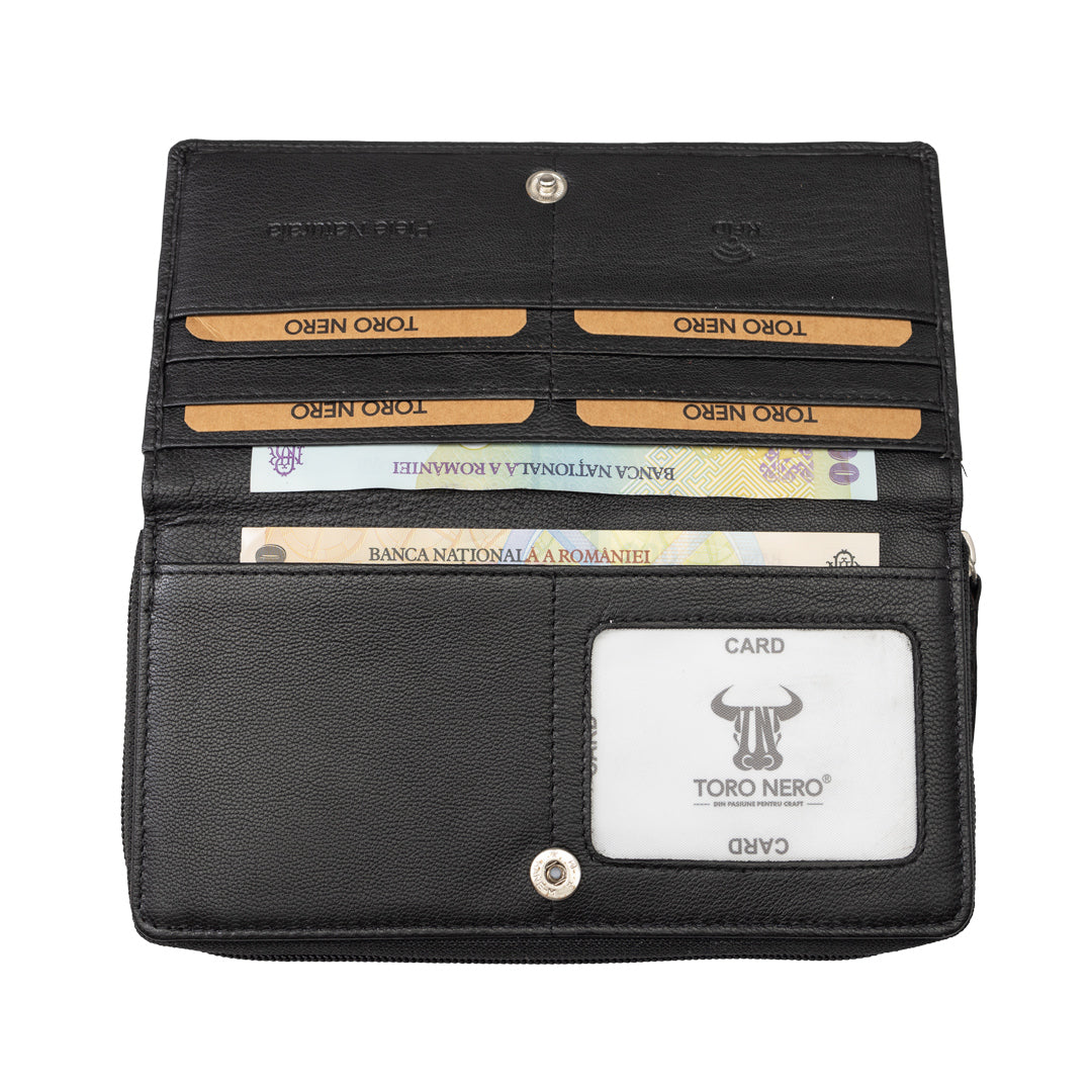 Portofel femei din piele naturala negru Gina,protectie RFID