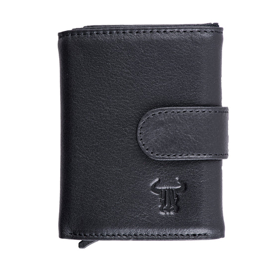 Men's card holder made of genuine leather, black Master Slide Pro, RFID protection