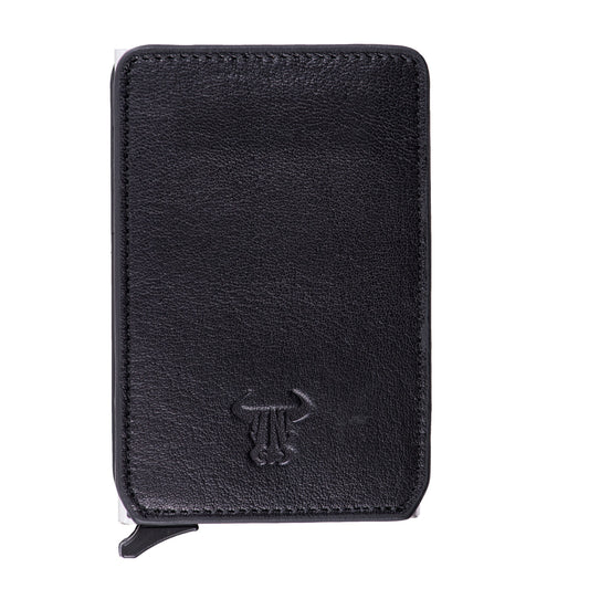 Men's card holder made of black genuine leather Master Slide, RFID protection