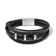 Bratara barbati din piele naturala negru Eclipse