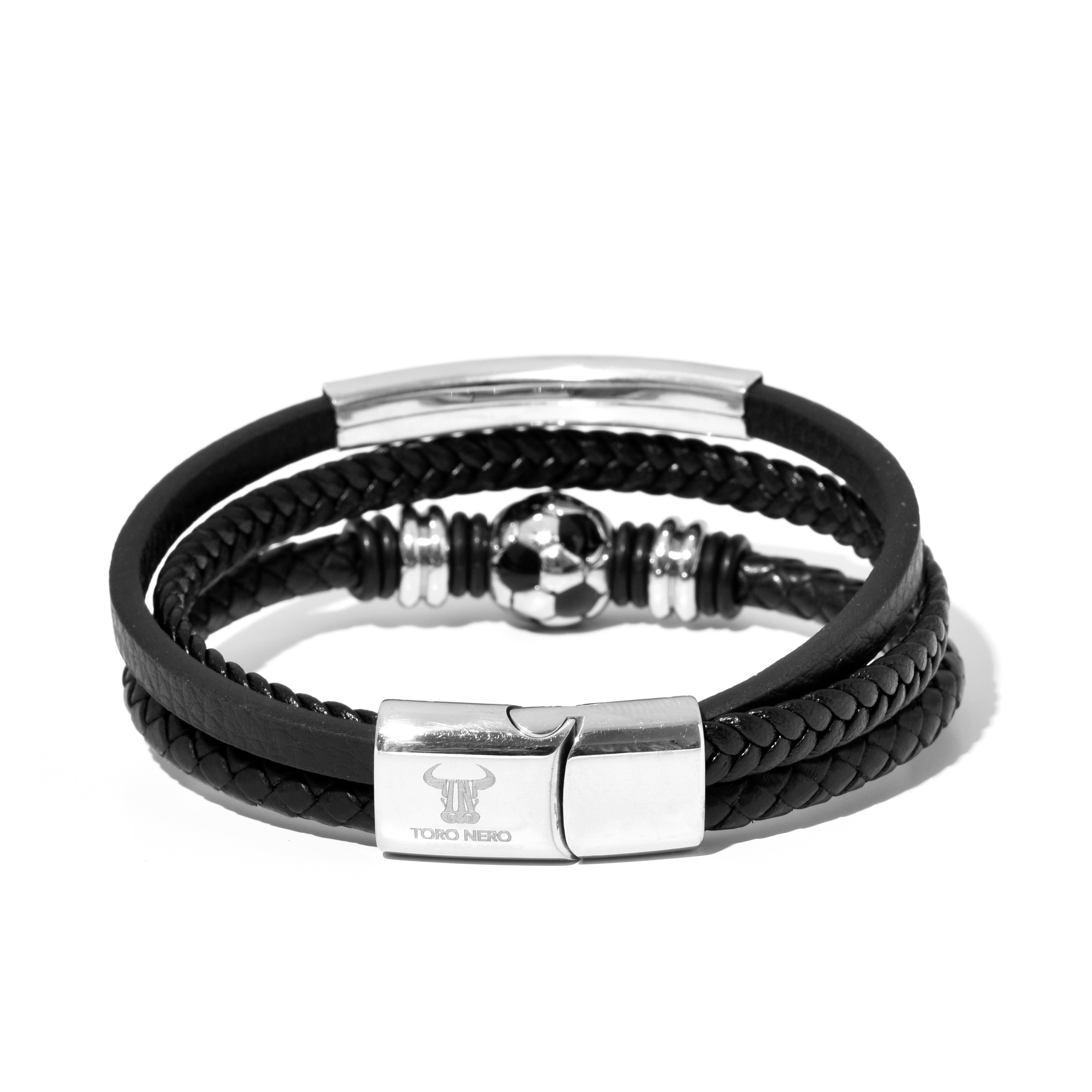 Bratara barbati din piele naturala negru Wolf