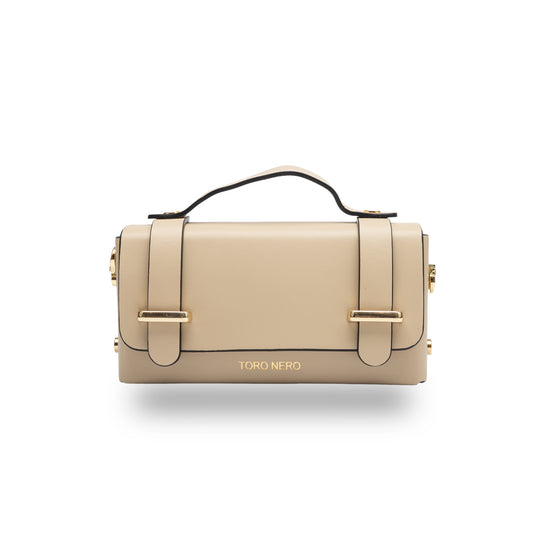 Women's beige genuine leather bag Natalia