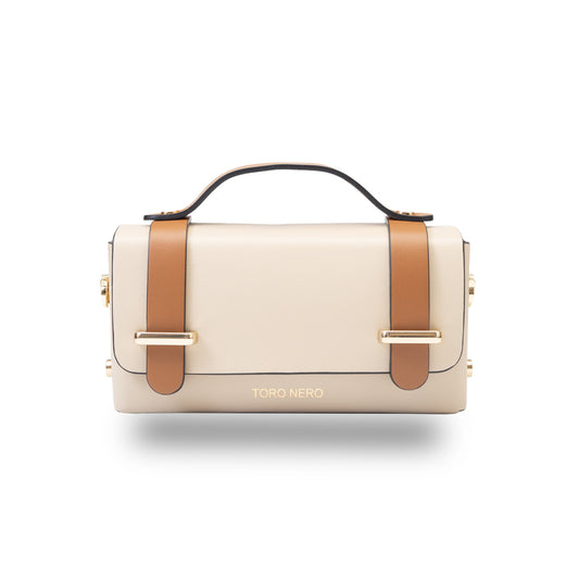 Women's brown-beige genuine leather bag Natalia