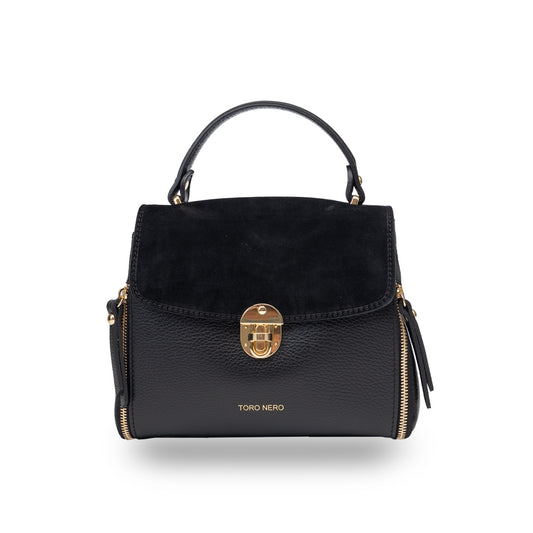 Geanta dama din piele intoarsa naturala negru Karla