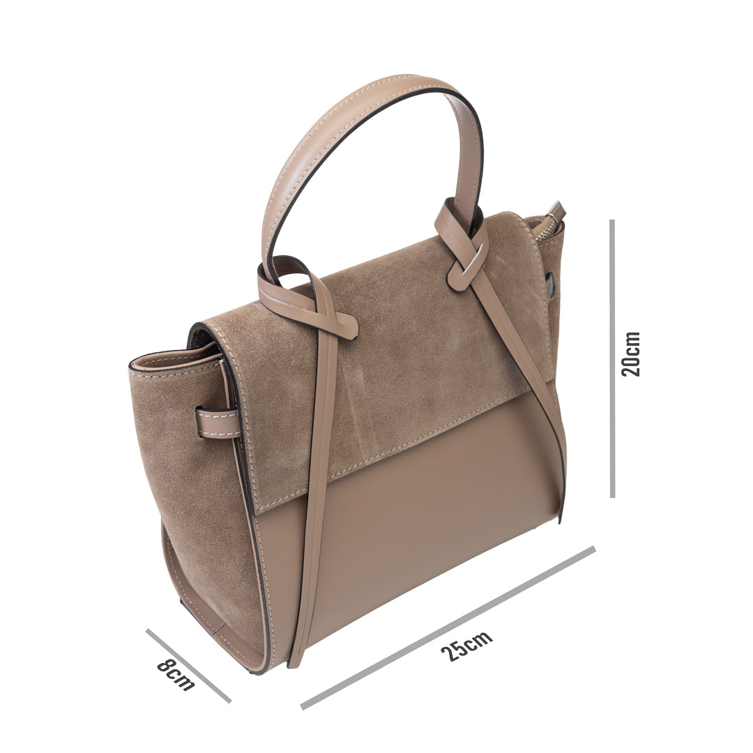 Geantă damă din piele intoarsa naturala taupe inchis Erika